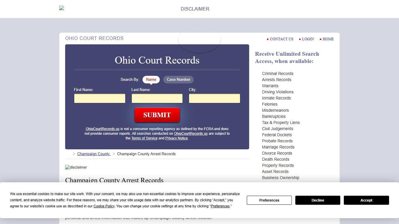 Champaign County Arrest Records | OhioCourtRecords.us